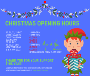 Ann et Vin Christmas opening hours