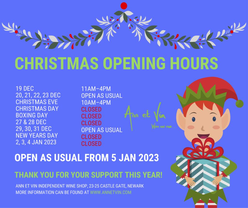 Christmas opening hours at Ann et Vin
