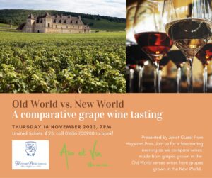 Comparative wine tasting, old world wines vs. new world wines at Ann et Vin