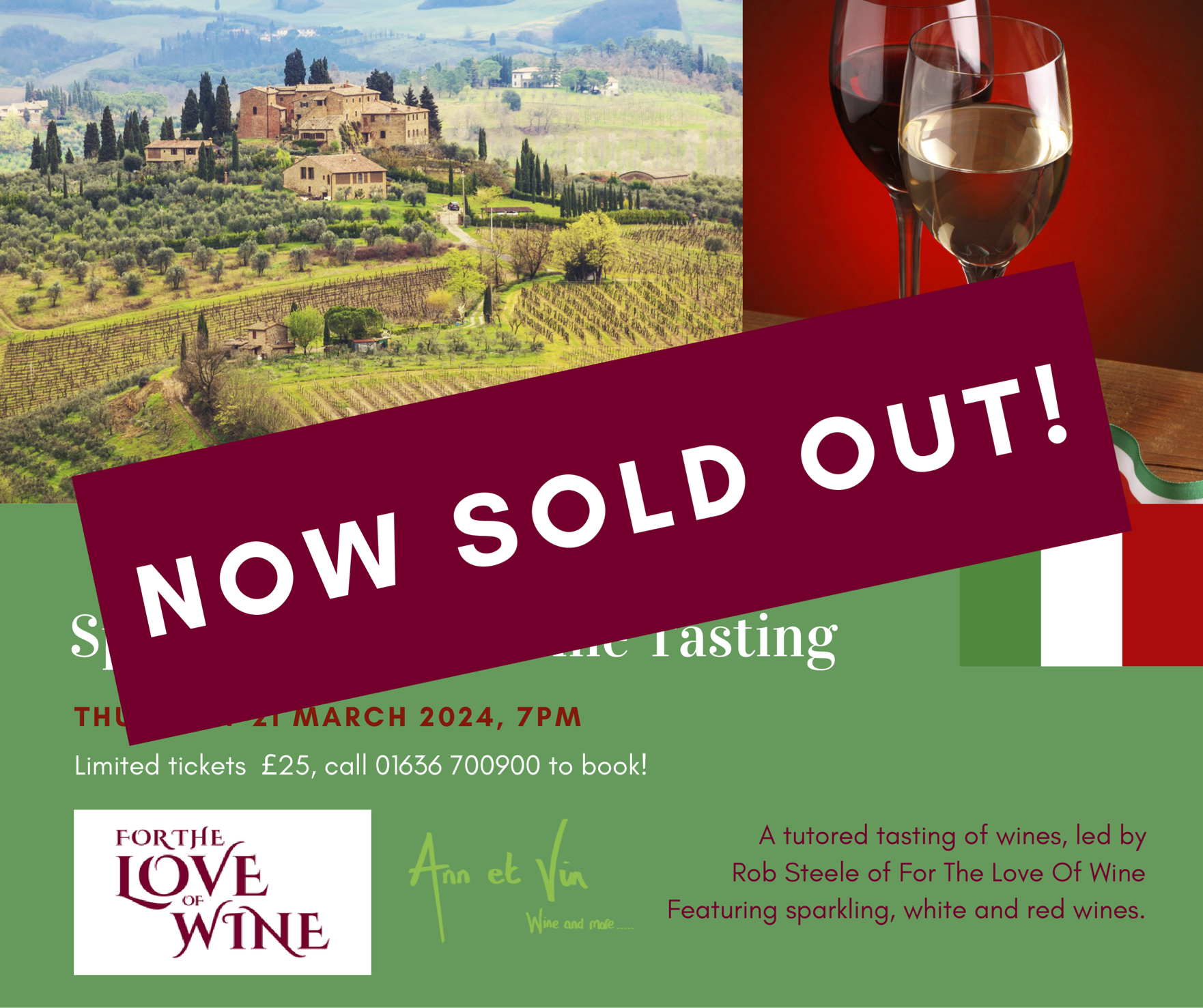 SOLD OUT - Italian wine tasting at Ann et Vin