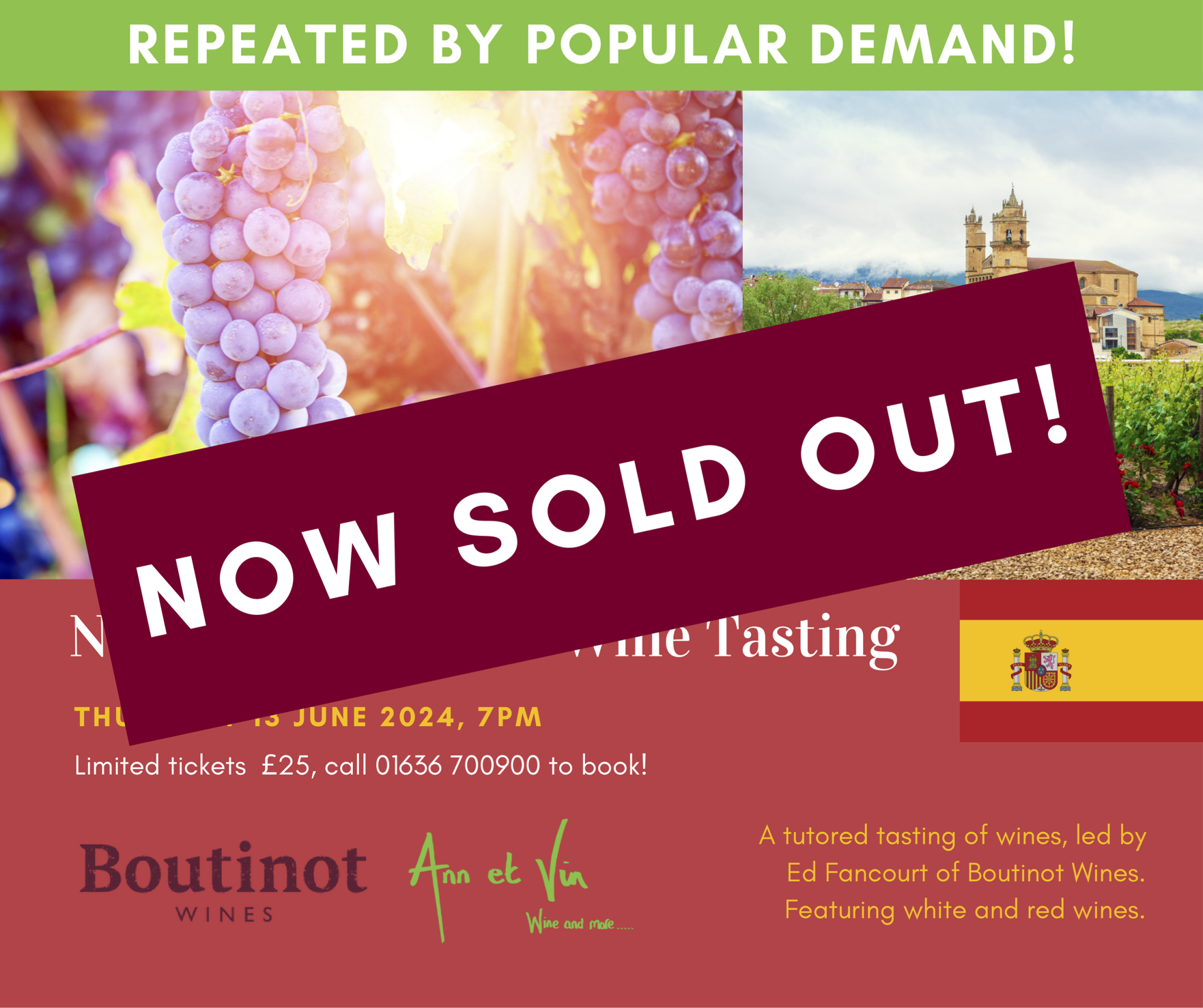 SOLD OUT Spanish Wine Tasting at Ann et Vin